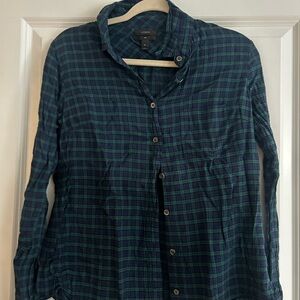 J. Crew Navy and Green Checkered Shirt